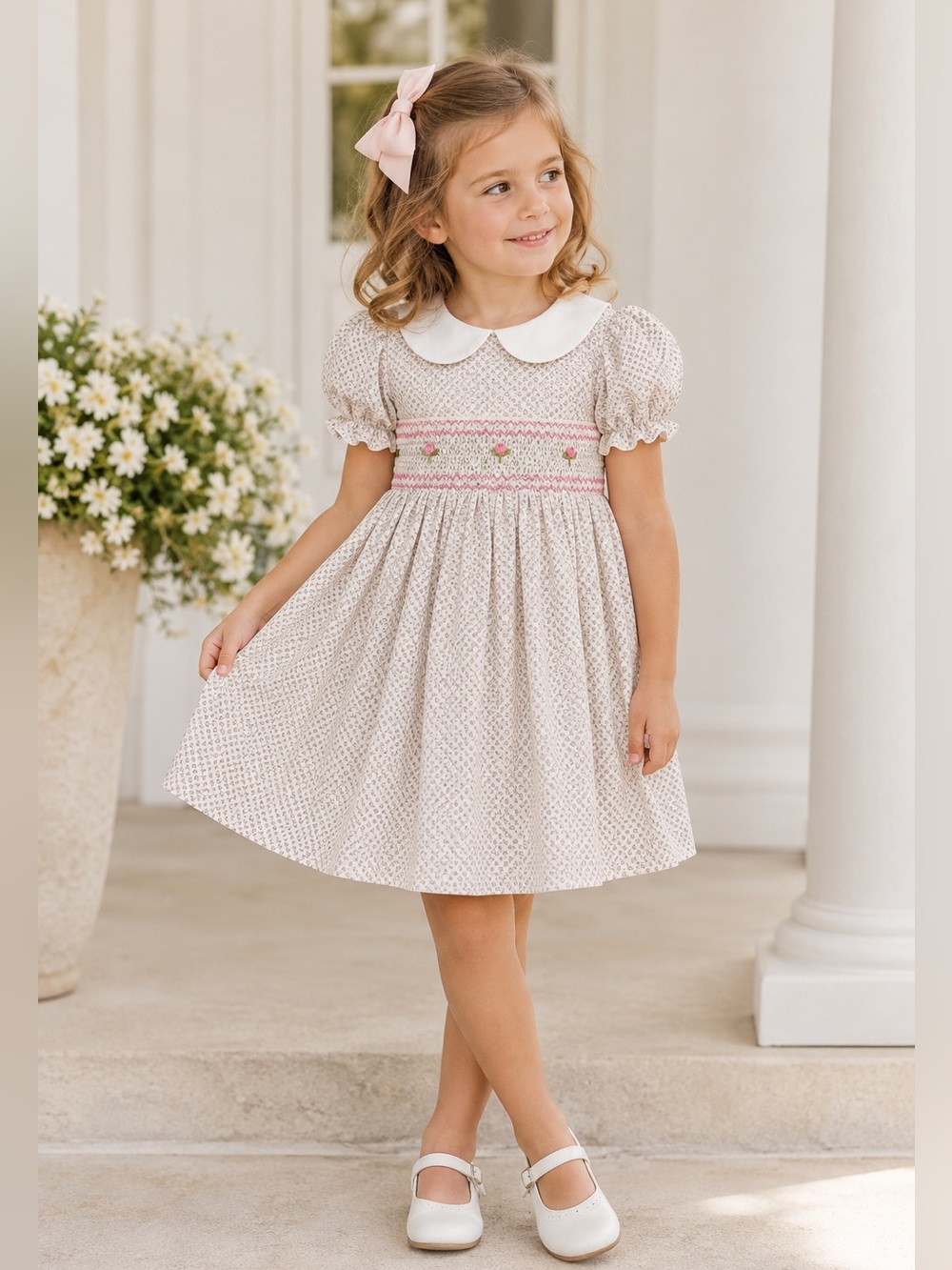 The Proper Peony Smocked Embroidered Dress Size 4T - Picture 4 of 7